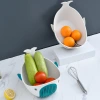 Creative plastic whale draining basket, single-layer multi-functional storage basket, fruit basket, kitchen vegetable washing basket Item Picture